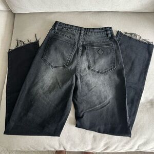 Abrand black distressed straight leg high rise jeans size 26